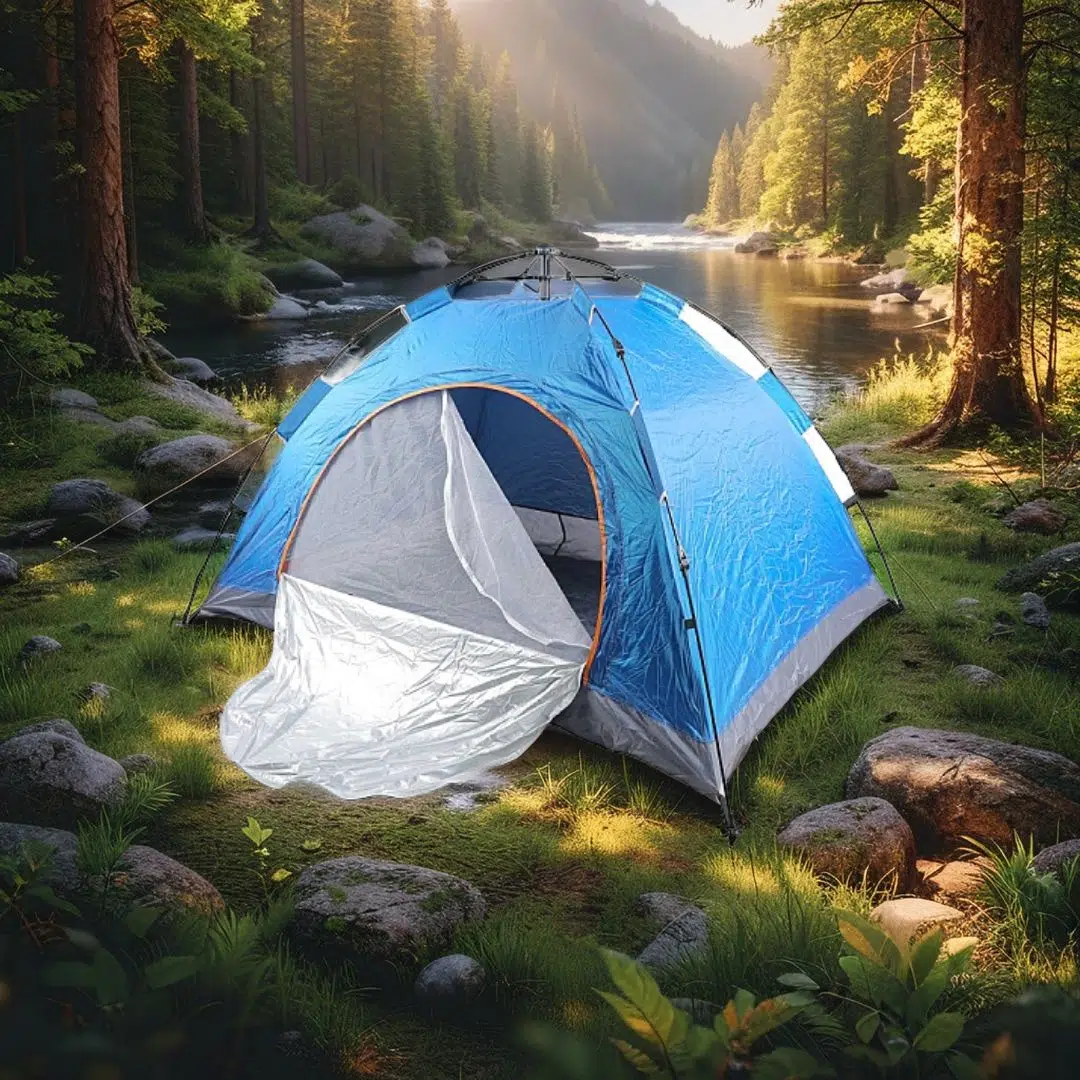 Tente 6 Personnes 200X120X1145 cm Bleue, Légère et Facile à Monter, Design Igloo avec Structure Robuste, Ventilation Arrière et Sac de Transport