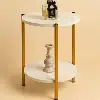 Table d’Appoint LINA – 2 Niveaux Blanc & Dore
