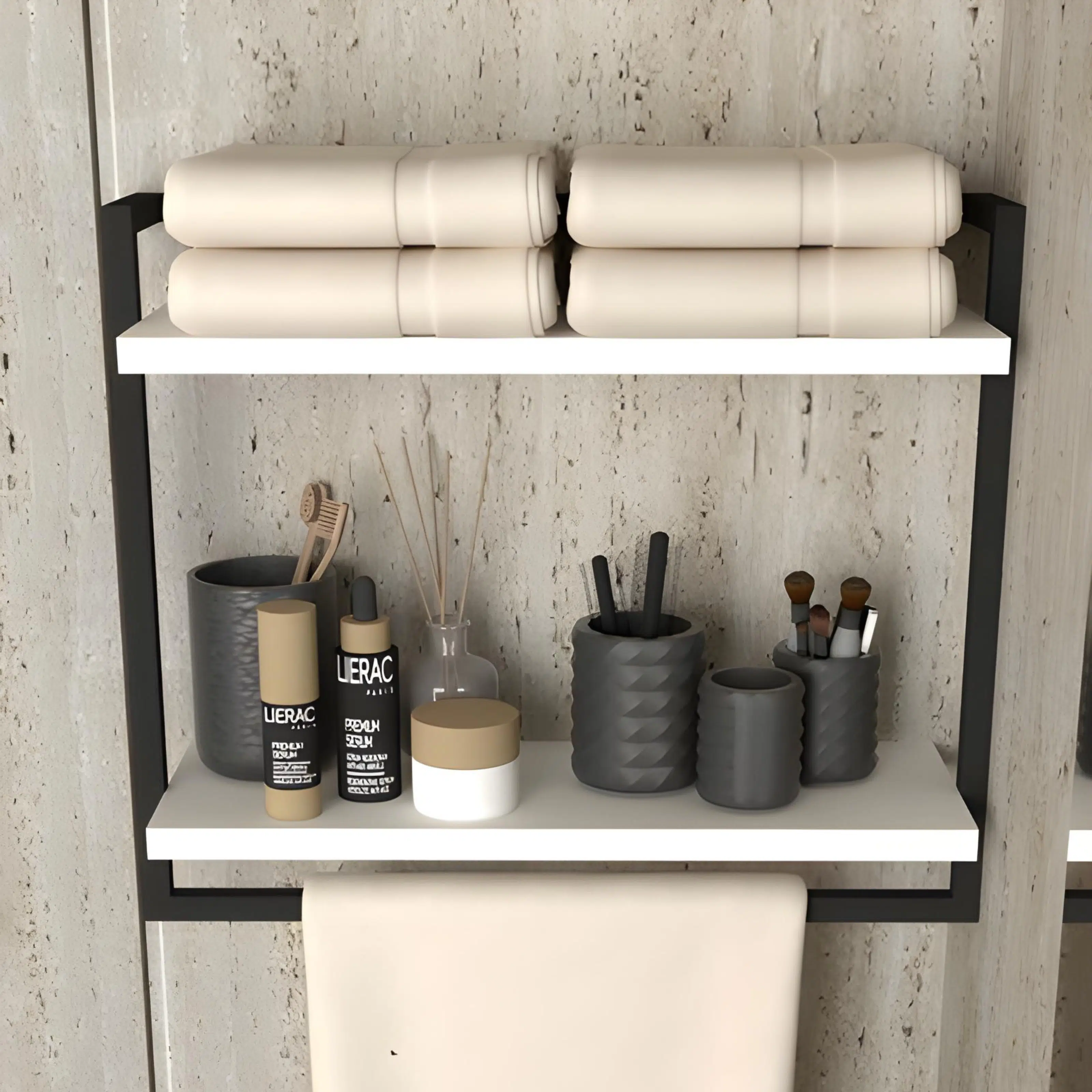 Etagere Murale ALTO (Noir/Blanc) pour Salle de Bain