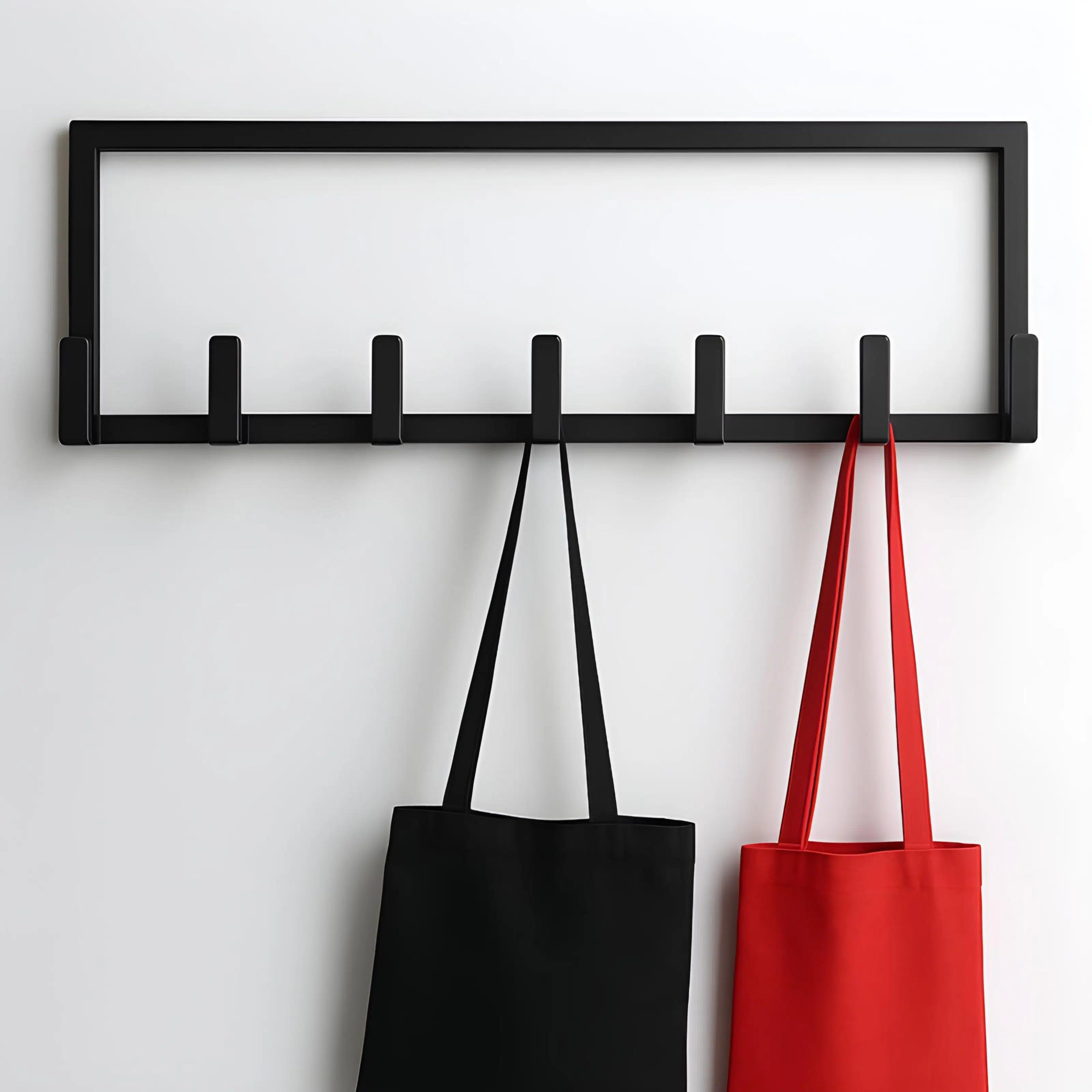 Porte Manteau Mural 6 Crochets Metal Epoxy Noir