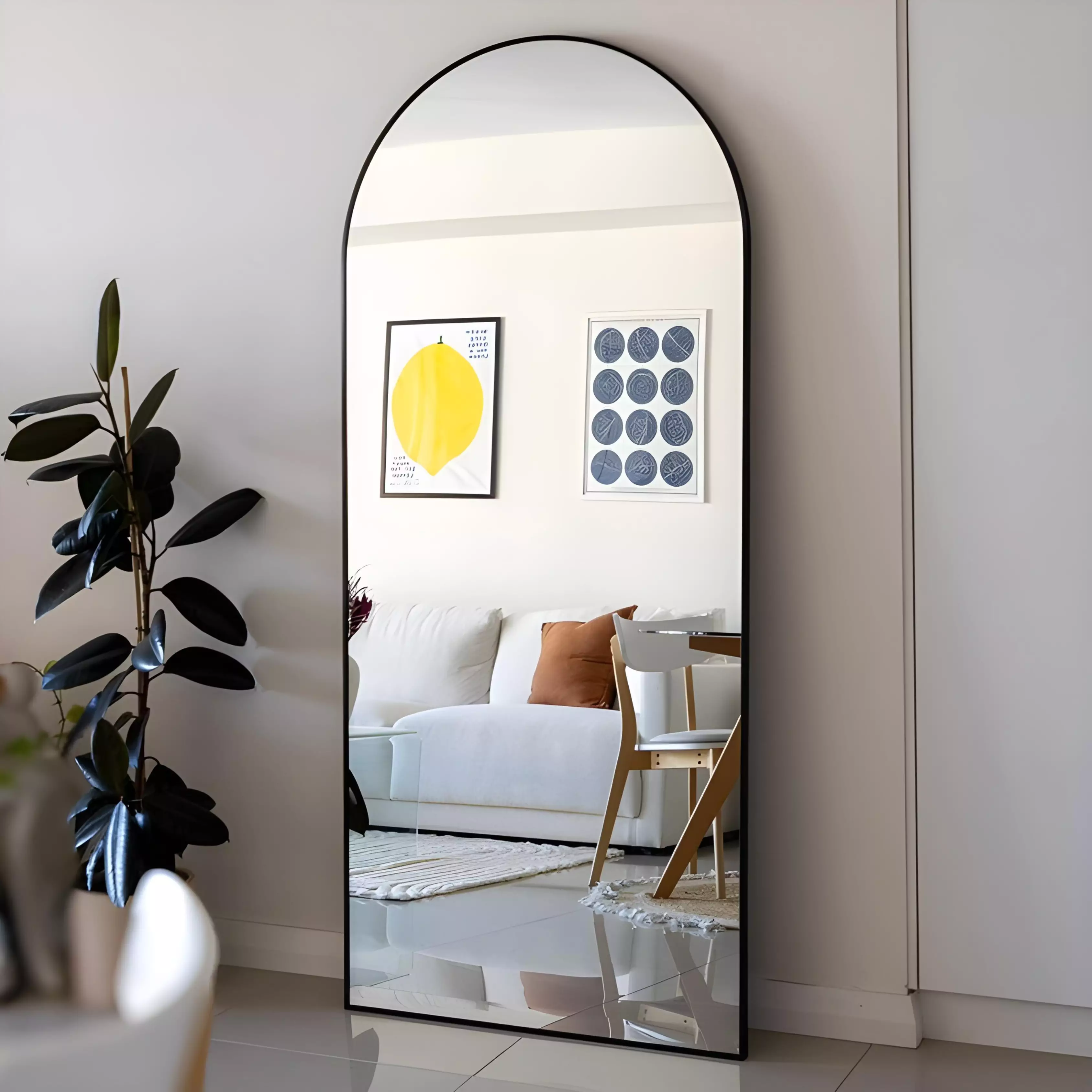 Miroir Arque 170x70 cm – Cadre en Metal Noir (À Poser)