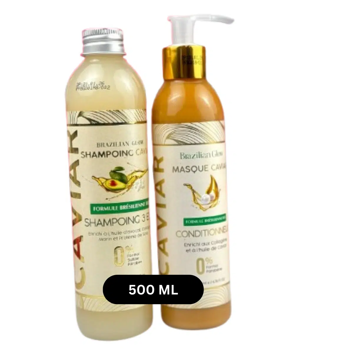 Brazilian Glow - Pack Soins Caviar Shampoing Caviar 500ml + Masque Caviar 500ml