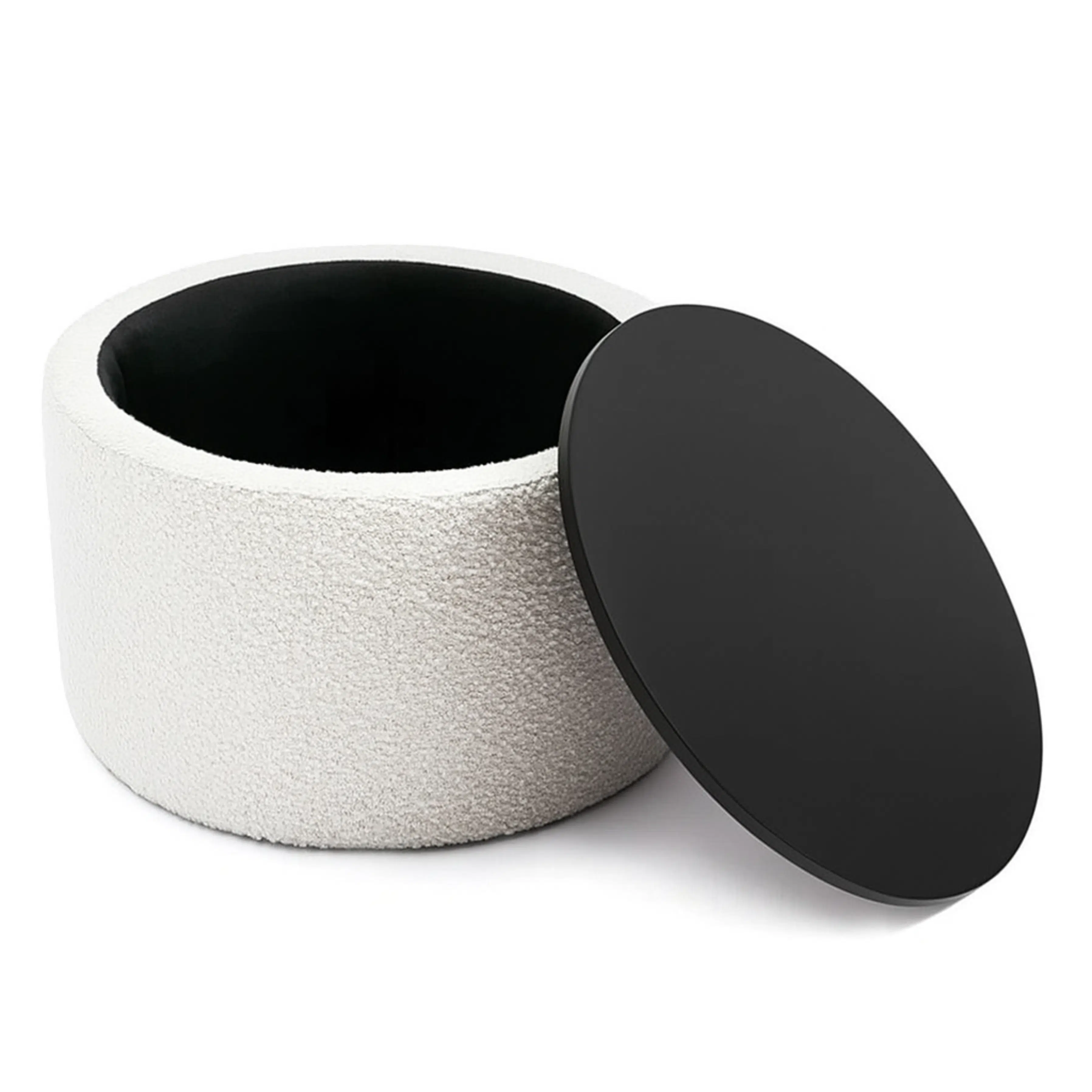 Table Boucle avec Rangement Beige & Noir 70x40cm