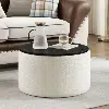 Table Boucle avec Rangement Beige & Noir 70x40cm