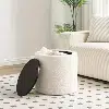 Pouf Boucle avec Rangement Beige & Noir 50x40cm