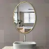 Miroir Ovale en Metal Dore – 80x60 cm