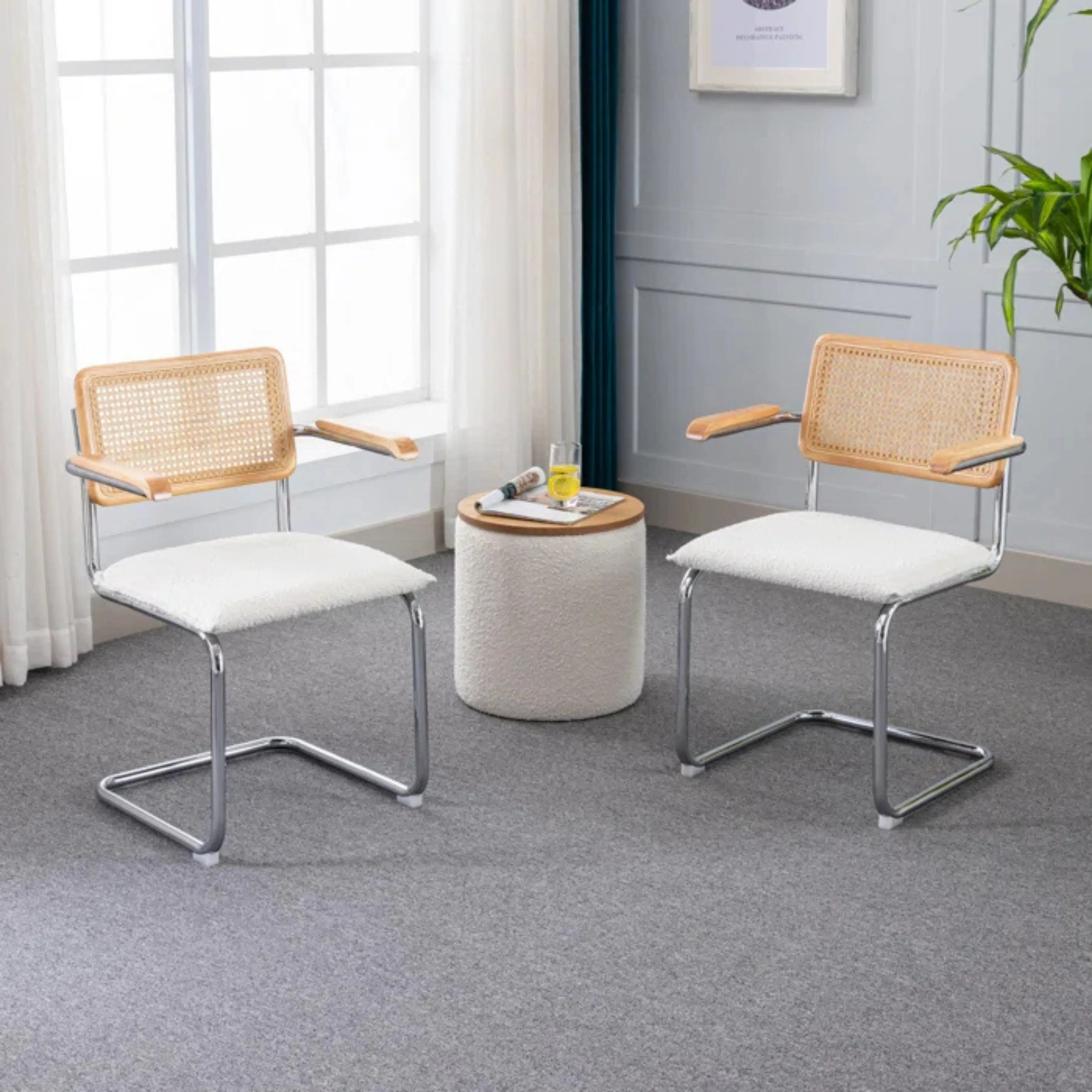 Pouf Boucle avec Rangement Beige & Marron 50x40cm