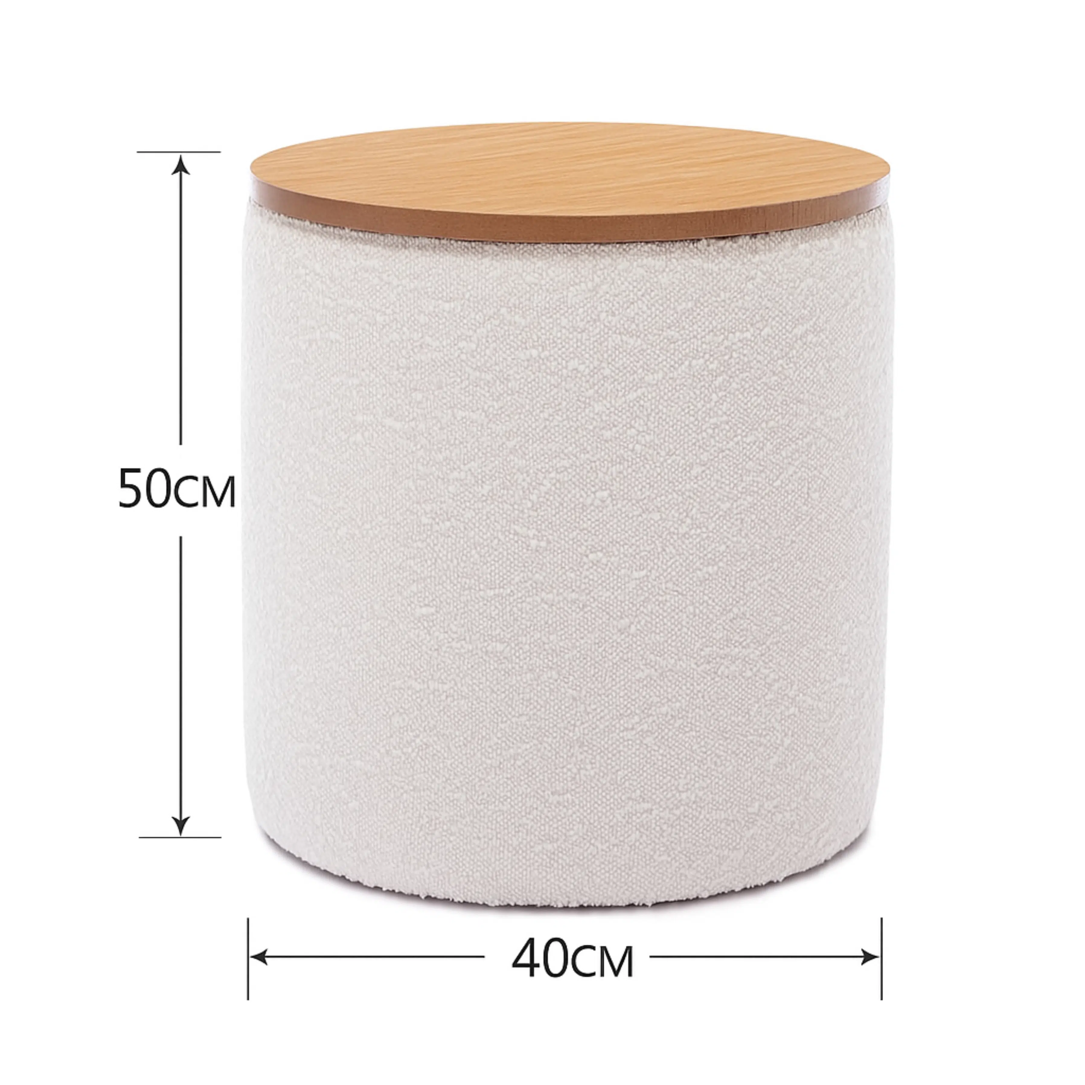 Pouf Boucle avec Rangement Beige & Marron 50x40cm