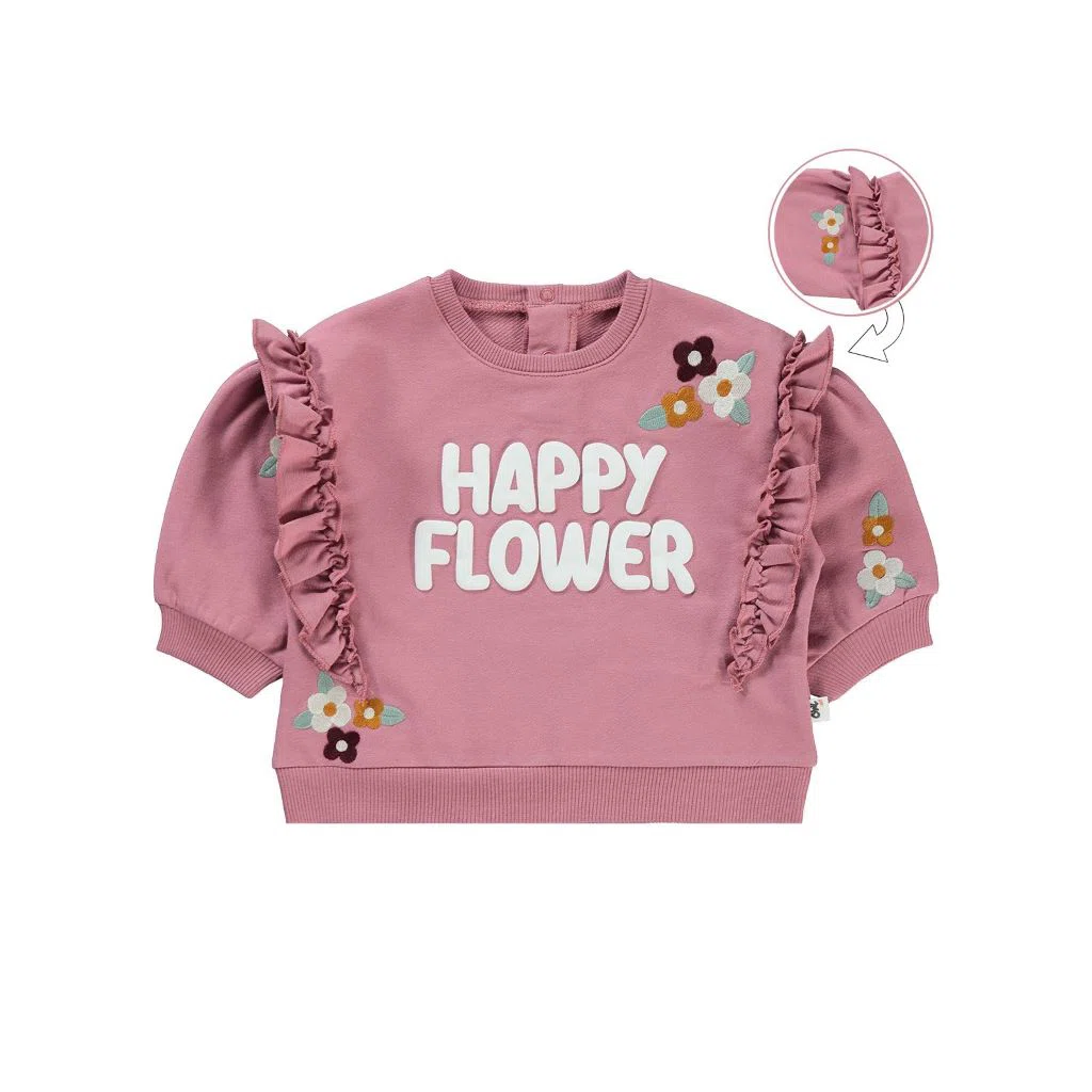 Pull Bébé Fille Épaules Bouffantes – Réf G293 – (6M-18M) – Rose