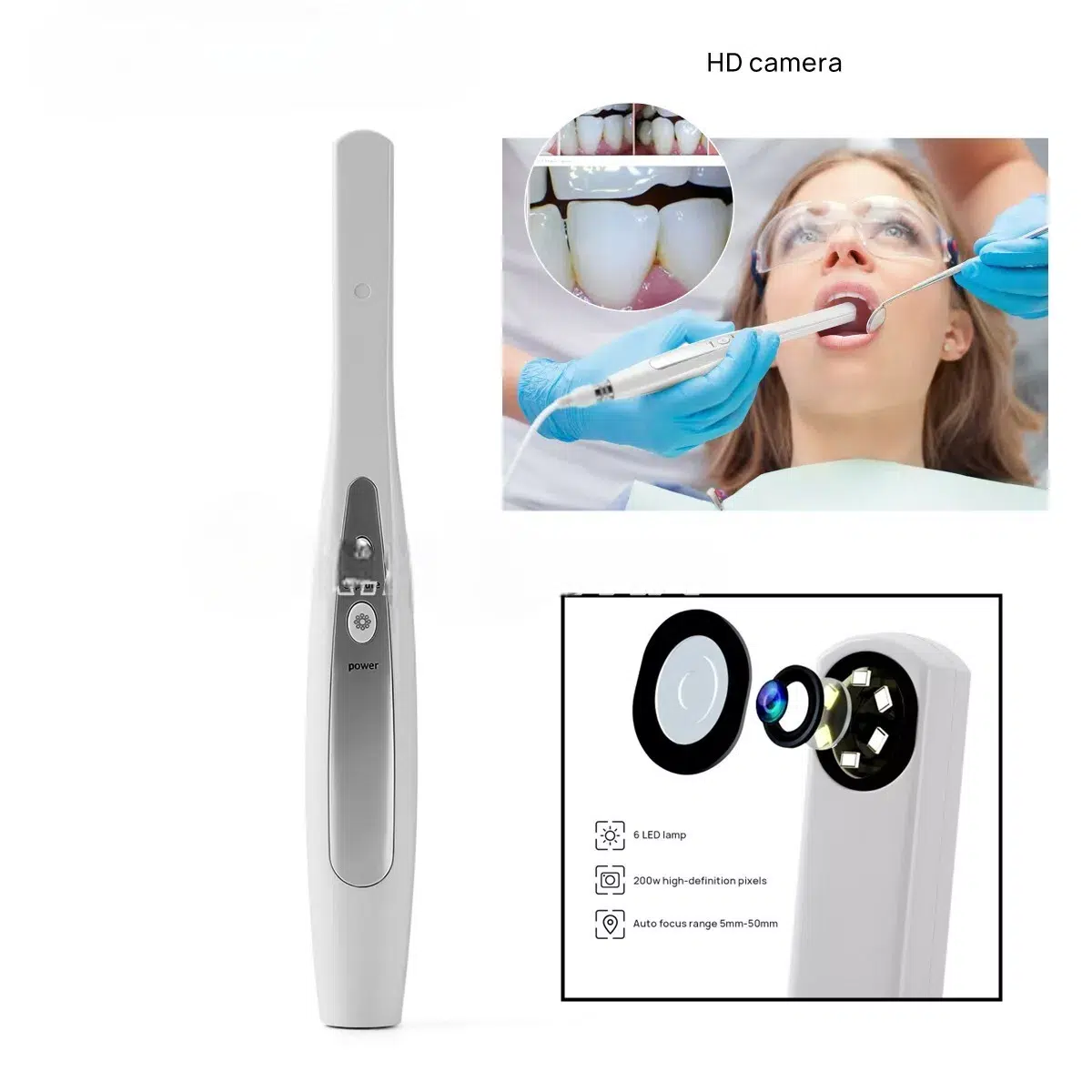 Caméra Intra‑Orale Numérique USB 4 MP – Autofocus, 6 LED, Câble 2 m