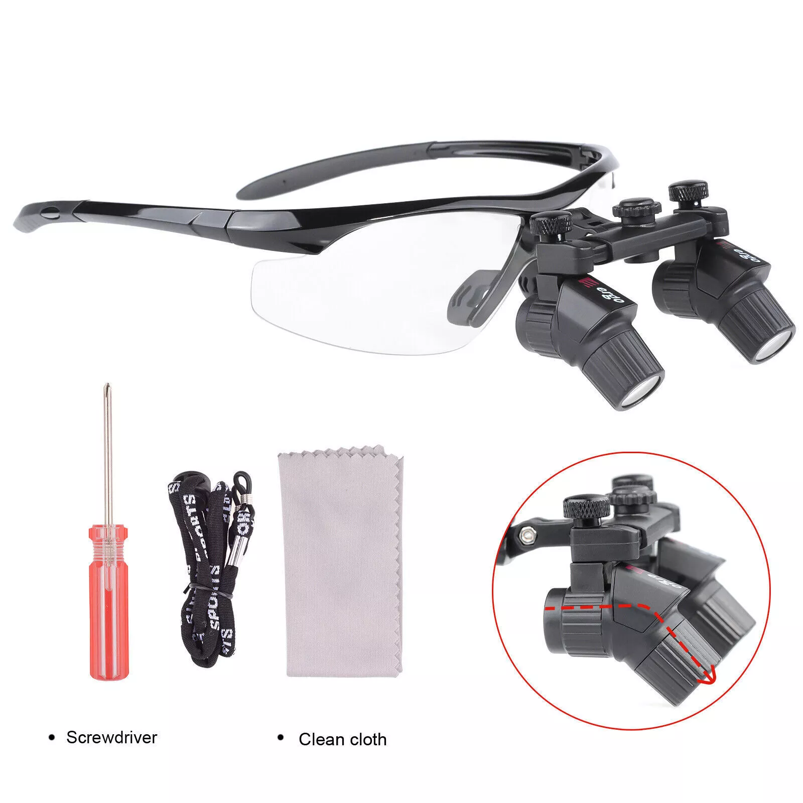 Loupes Chirurgicales Ergonomiques 4.0X 450mm - Loupe de Précision Médicale et Dentaire