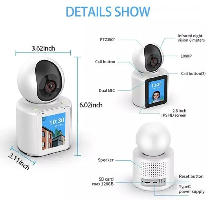 Caméra Ultra HD WIFI 1080P, Caméra dappel vidéo Détection de mouvement, 5mg