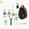 Set Ustensiles Cuisine Camping – 8 Pièces avec Sac Compact