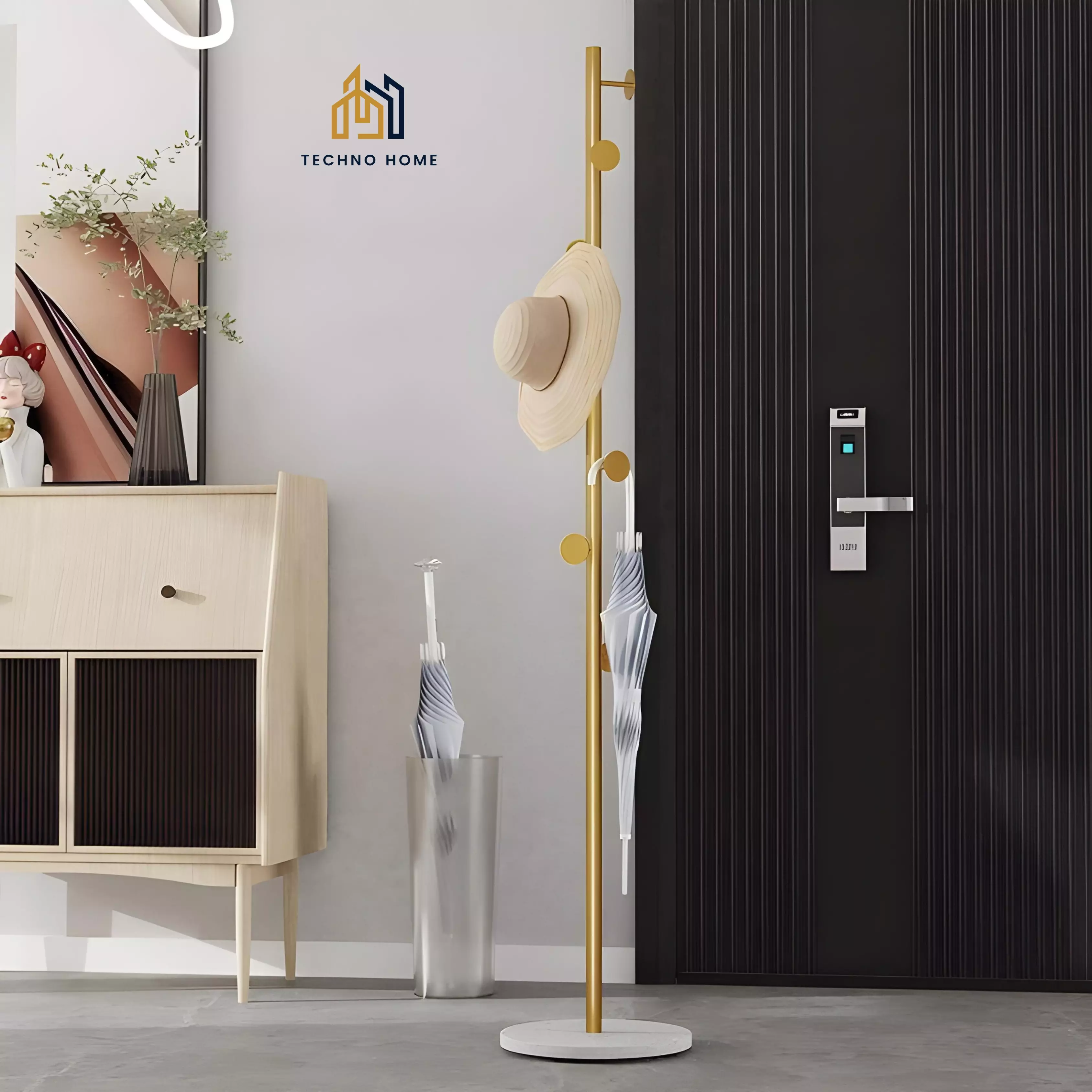 Porte manteaux 8 boules dore