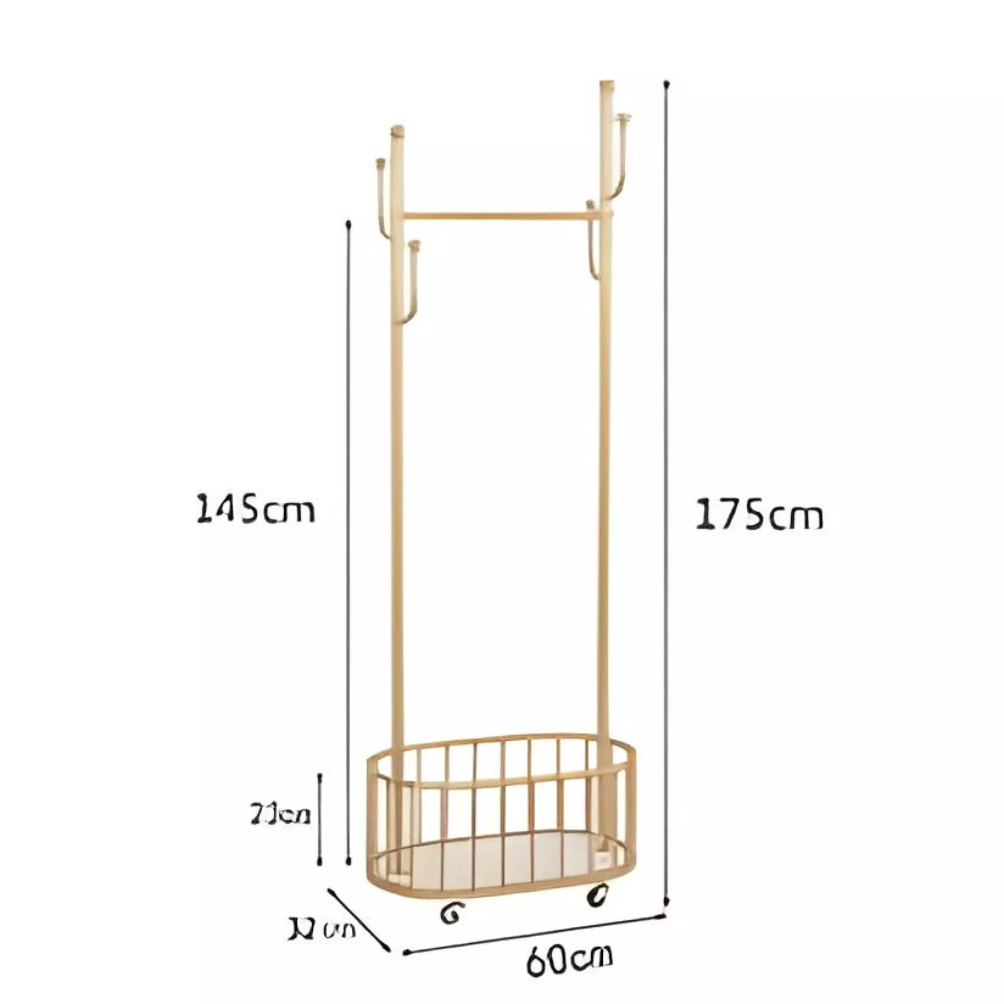 Porte Vetements en Metal Dore avec Roues