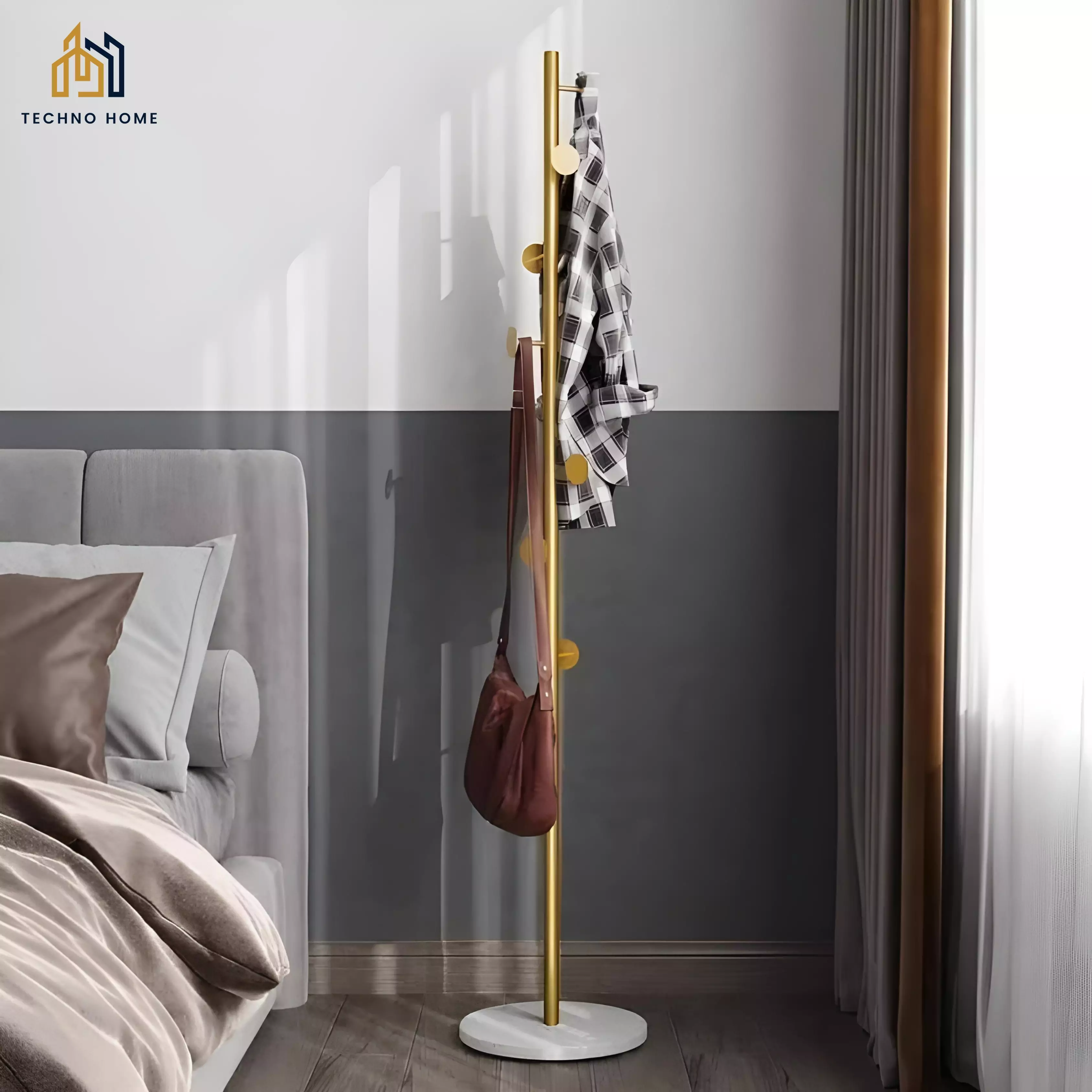 Porte manteaux 8 boules dore