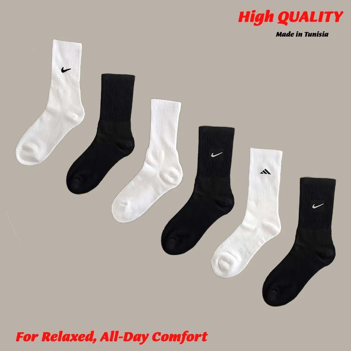 PACK 06 CHAUSSETTES SPORT SEMELLES BOUCLETTES