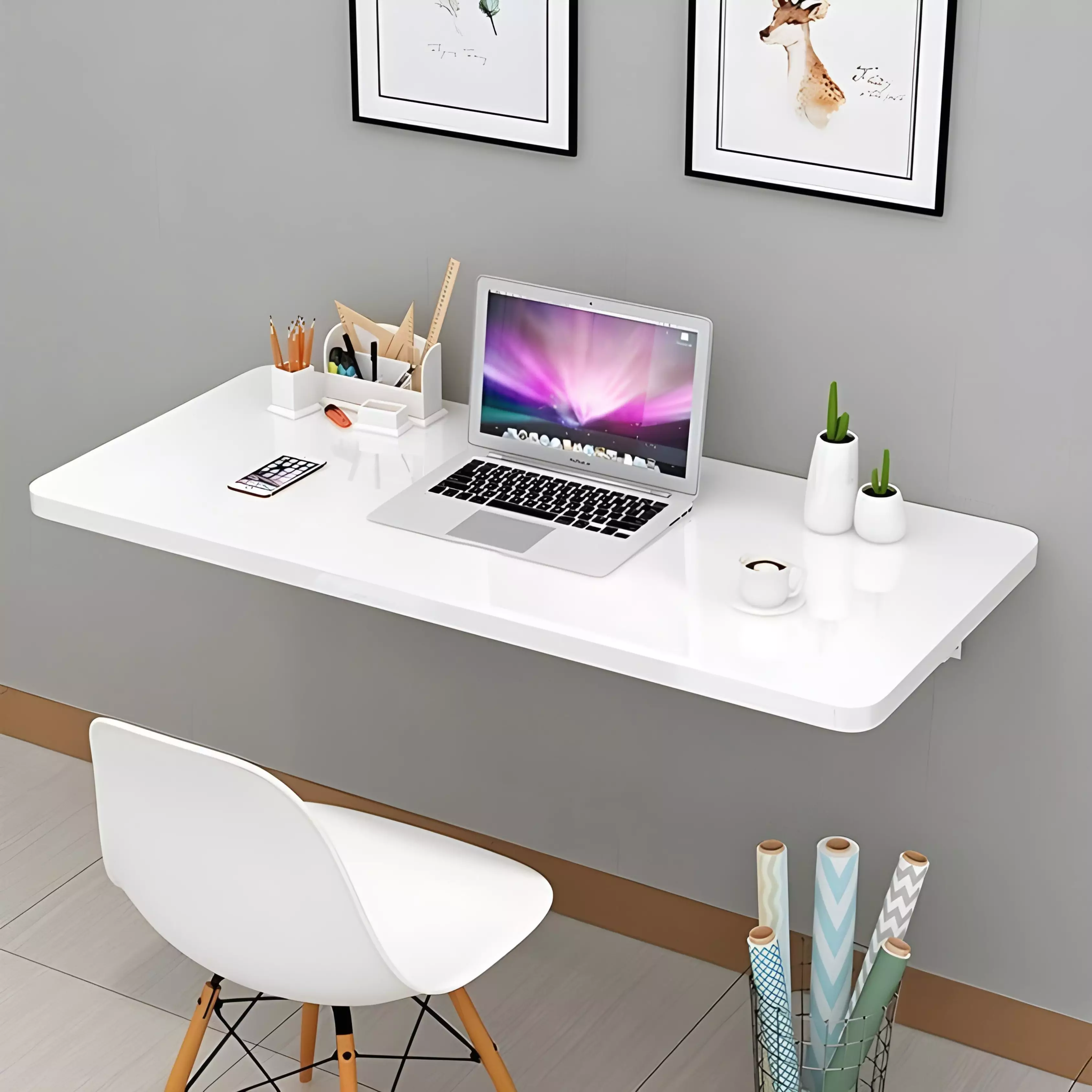 Table De Bureau Pliante Murale Blanche