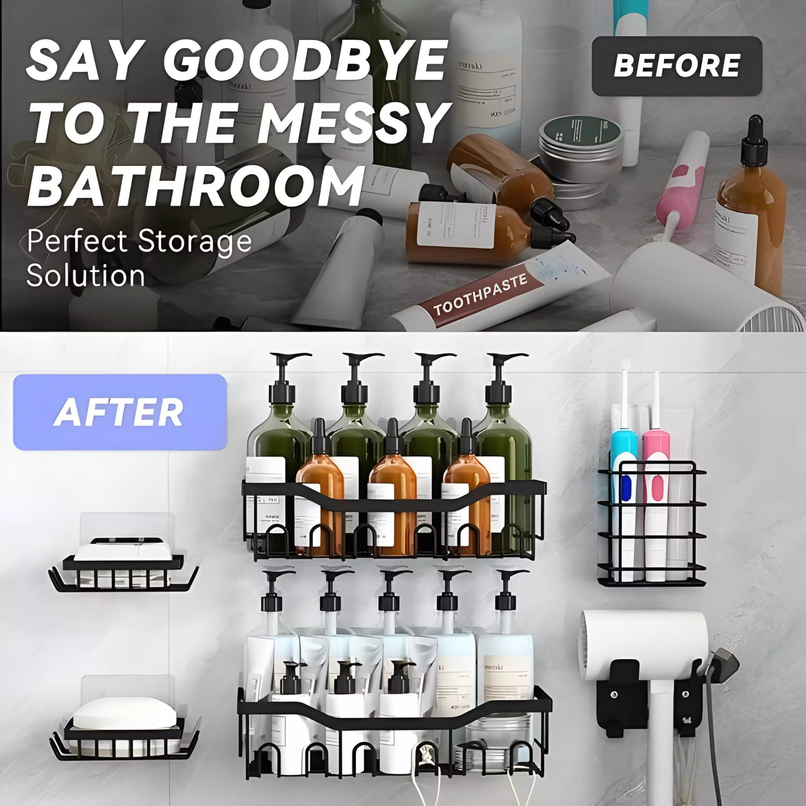 Etageres de Douche Auto-Adhesives – Ensemble de 6 Pièces