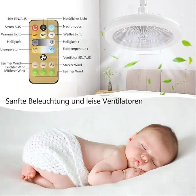lampe ventilateur silencieux lumineux intelligent avec télécommande