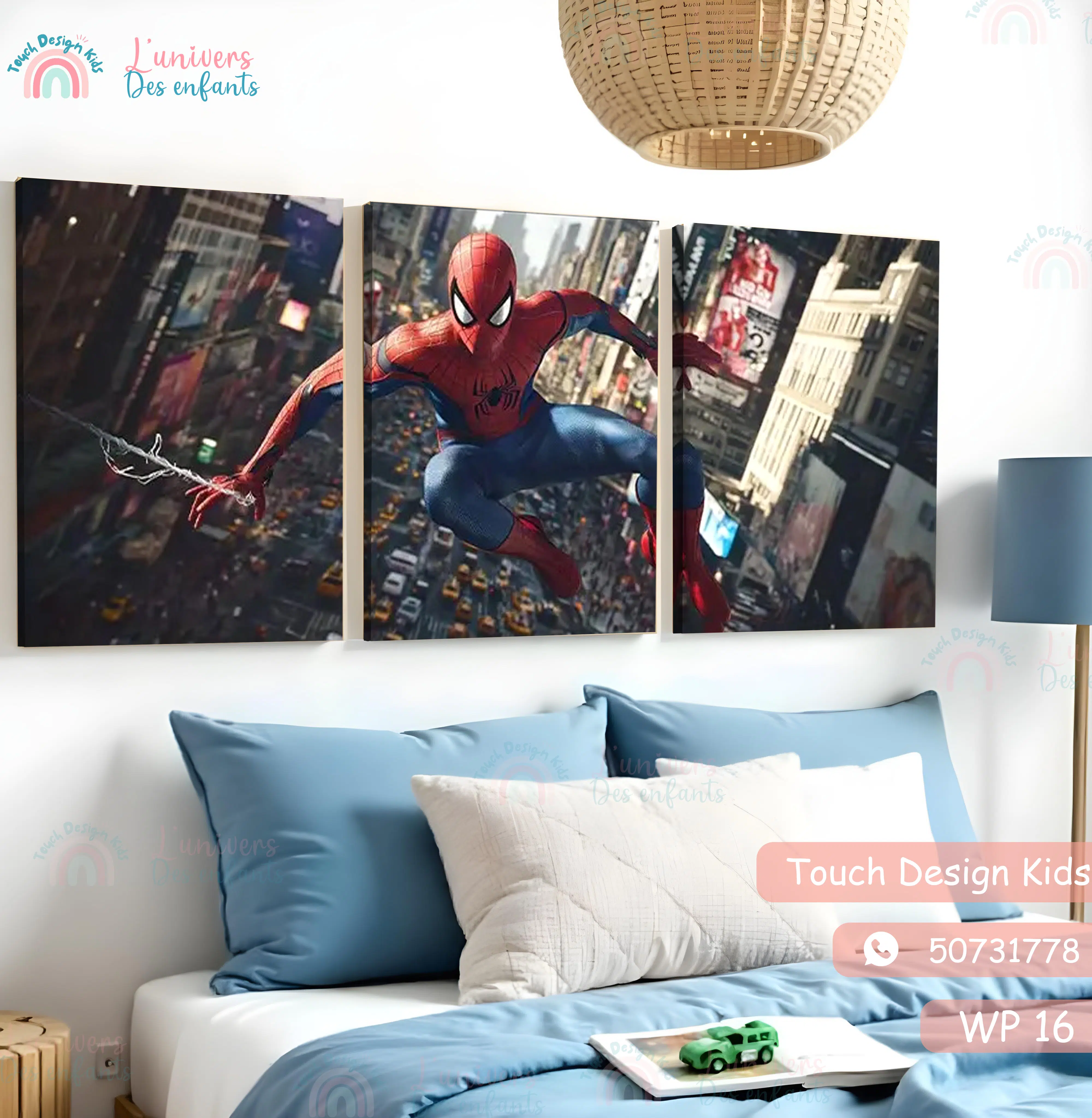 Série de 3 Tableaux en Toile - The City Hero